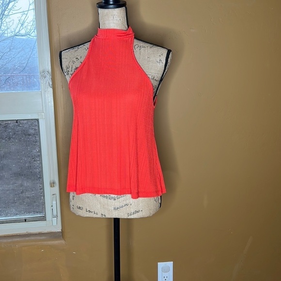NWT Free People Intimately Ribbed Halter Mock Neck Top Red Size XS Boho Tank - Picture 2 of 5
